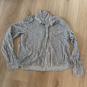** Rails Dylan Crop Hi lo plaid button up shirt Black white ivory smoky Small